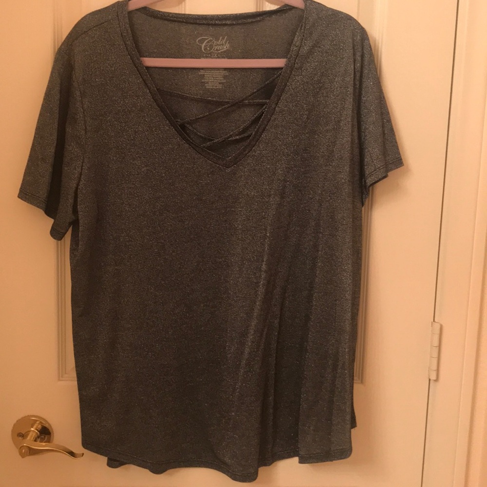 A silver shimmer shirt